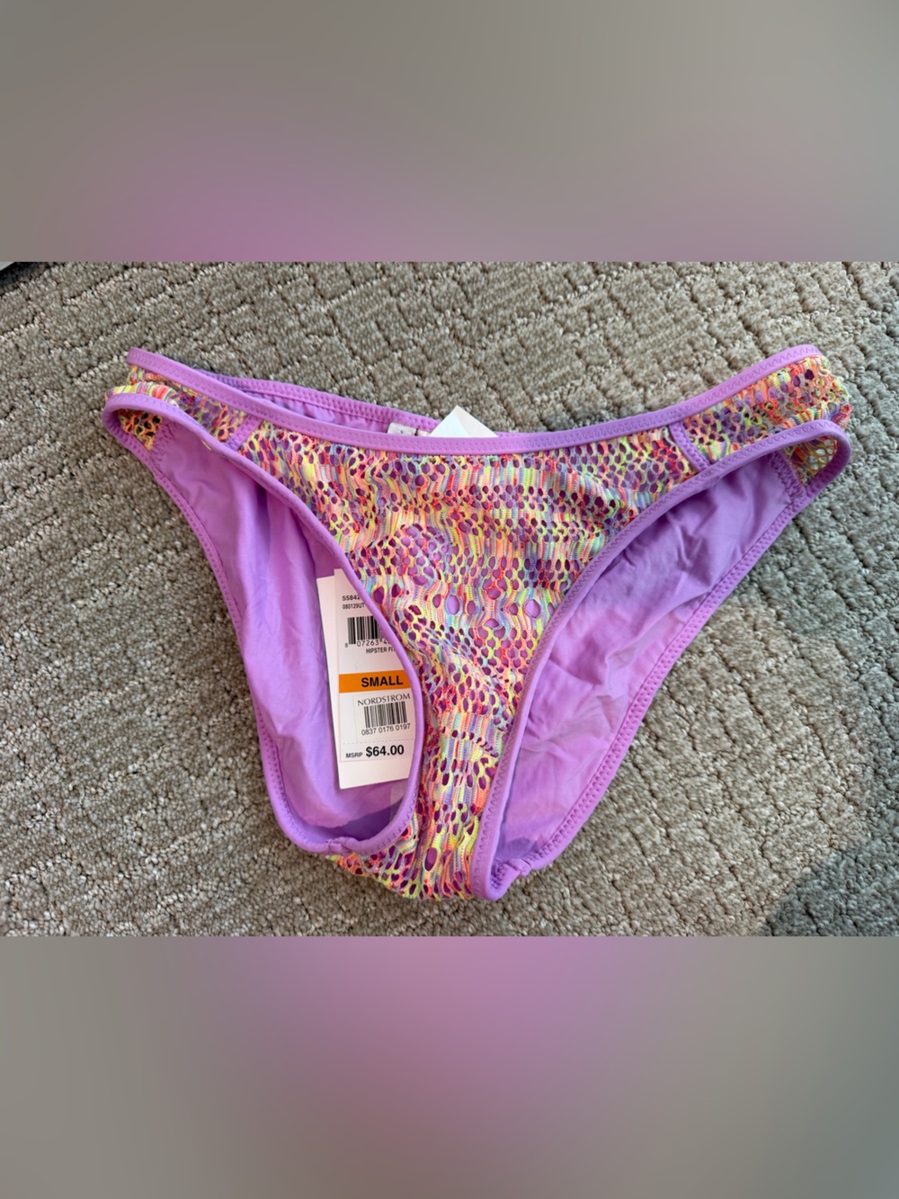BECCA Lilac Multicolor Pattern Bikini Bottom